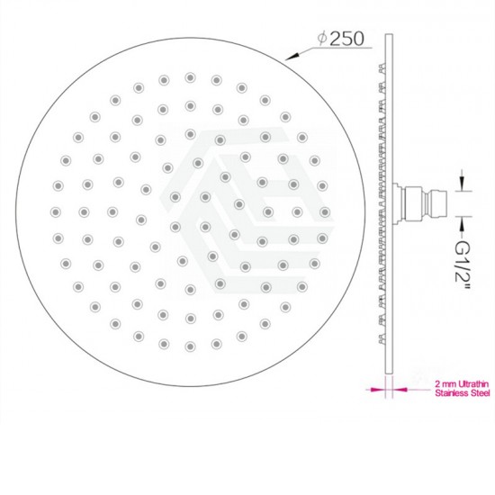 250mm 10 inch Stainless steel Super-slim Round Brushed Nickel Rainfall Shower Head 